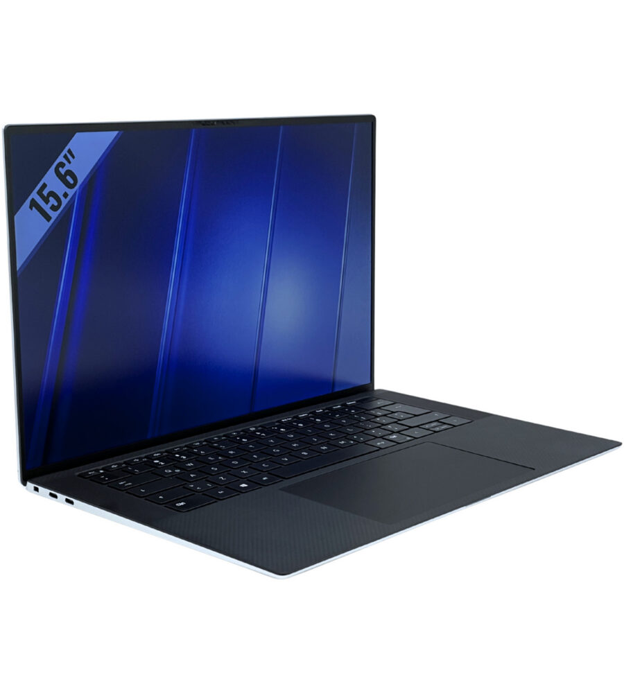 Dell XPS 15 9510 widok z lewej strony pod kątem z widocznymi portami Thunderbolt