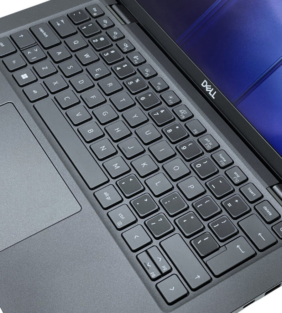 Dell Latitude 7430 – panel roboczy i ergonomiczna klawiatura Klawiatura wyspowa Dell Latitude 7430 i precyzyjny szklany touchpad widok z góry