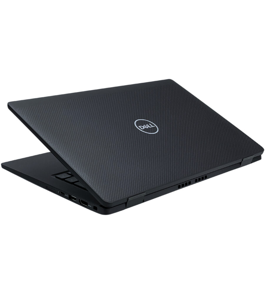 Dell Latitude 7430 – zamknięta pokrywa matrycy Zamknięta obudowa Dell Latitude 7430 z włókna węglowego z logo marki widok z góry
