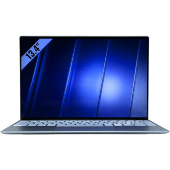 Laptop Dell XPS 13 9315 widok od przodu z jasnym ekranem Full HD plus