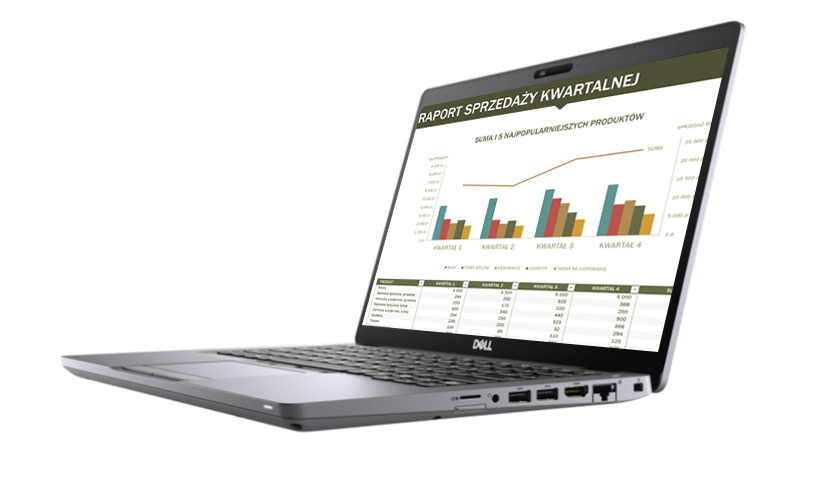 Dell Latitude 5410 Dell Latitude 5410 został zaprojektowany z myślą o użytkownikach ceniących sobie wysoki komfort pracy. Nowoczesna obudowa jest nie tylko poręczna, ale również wygląda bardzo elegancko. Mimo to zachowuje właściwości ochronne sprzętu pochodzącego z najwyższej półki. Obudowa jest jednym z najważniejszych elementów, które odróżniają model 5410 od pozostałych z serii Latitude. Solidne i unikalne połączenie aluminium oraz stopu magnezu sprawia, że notebook ma stylowy wygląd, który nadal pozostaje w stylistyce biznesowej. Dobór materiałów nie wpłynął jednak znacząco na większą wagę, ponieważ standardowe rozmiary modelu 5410 to niewiele ponad 2kg.