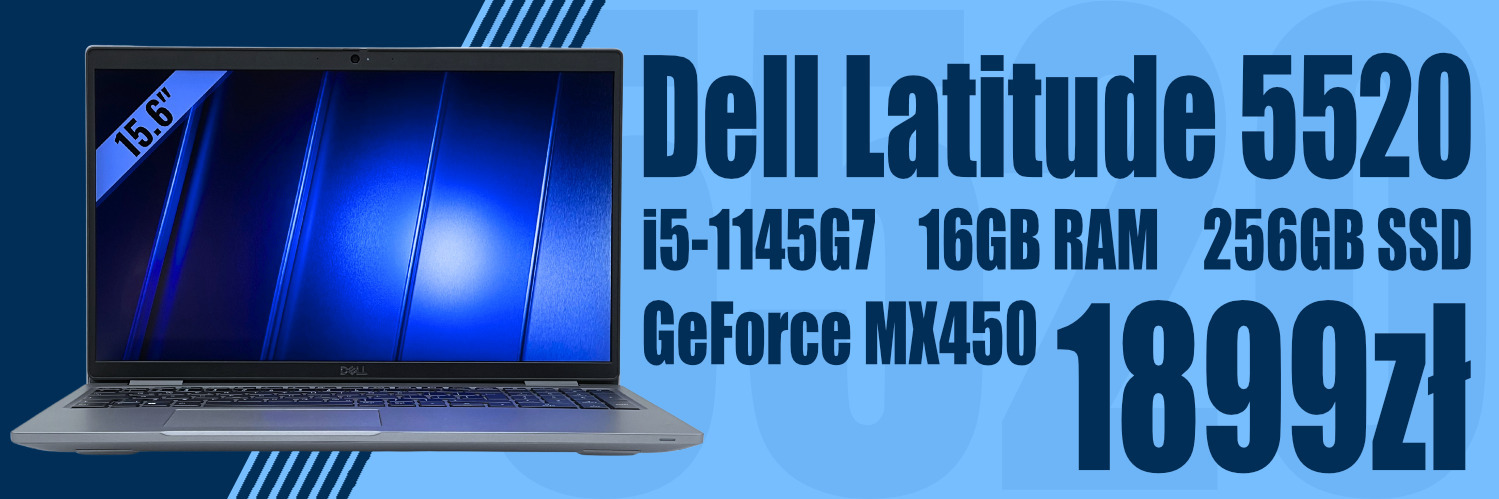 Laptop Dell Latitude 5520 • i5-1145G7 • 16GB • 256GB • MX450 2GB • 15,6″ Full HD