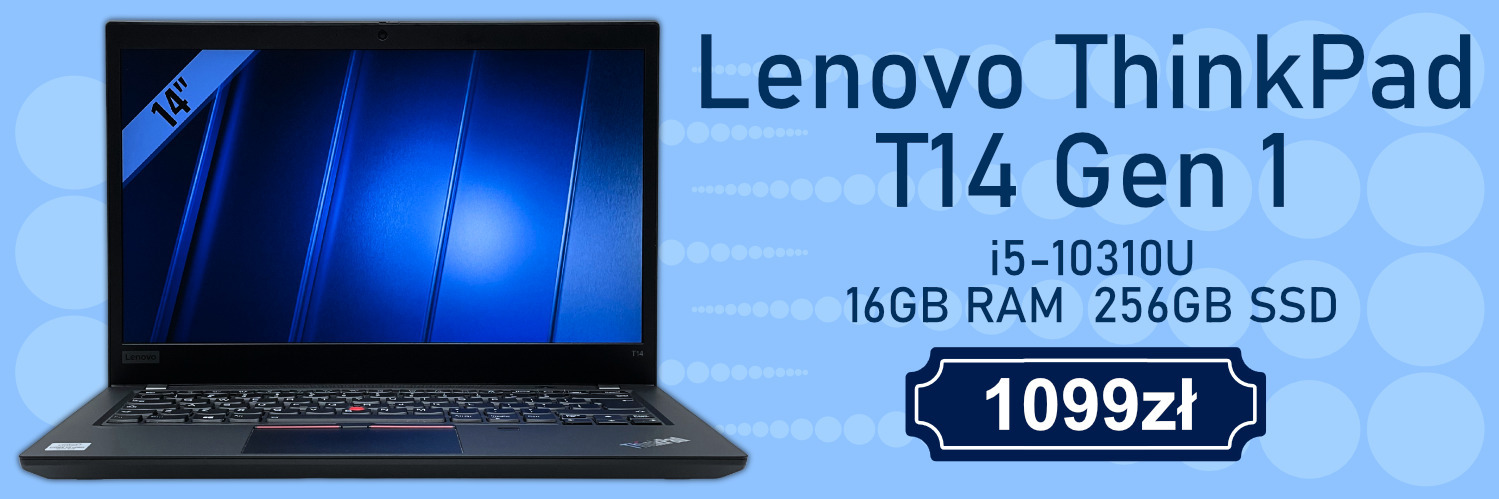 Laptop Lenovo ThinkPad T14 Gen 1 • i5-10310U • 16GB • 256GB • Intel UHD • 14,1″ Full HD