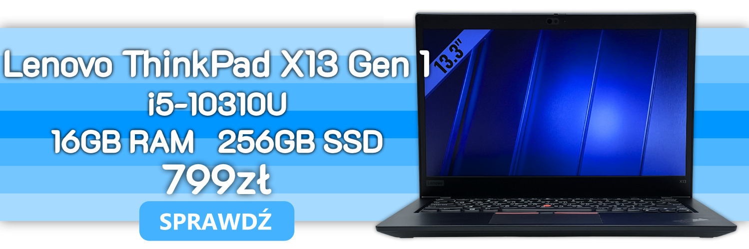 Laptop Lenovo X13 Gen 1 • i5-10310U • 16GB RAM • 256GB SSD • Intel UHD • 13,3″ Full HD