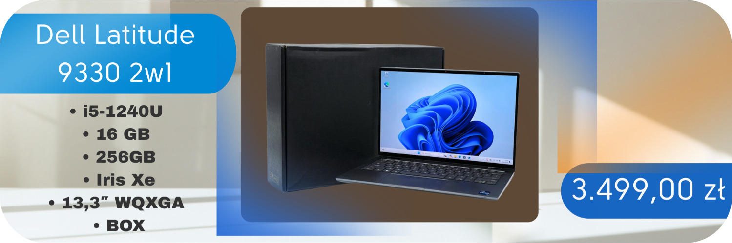 Laptop Dell Latitude 9330 2w1 • i5-1240U • 16 GB • 256GB • Iris Xe • 13,3″ WQXGA • BOX