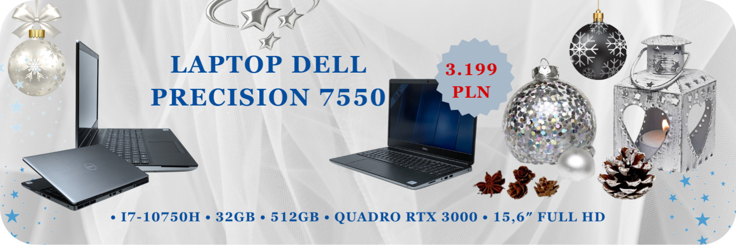 Laptop Dell Precision 7550 • i7-10750H • 32GB • 512GB • Quadro RTX 3000 • 15,6″ Full HD