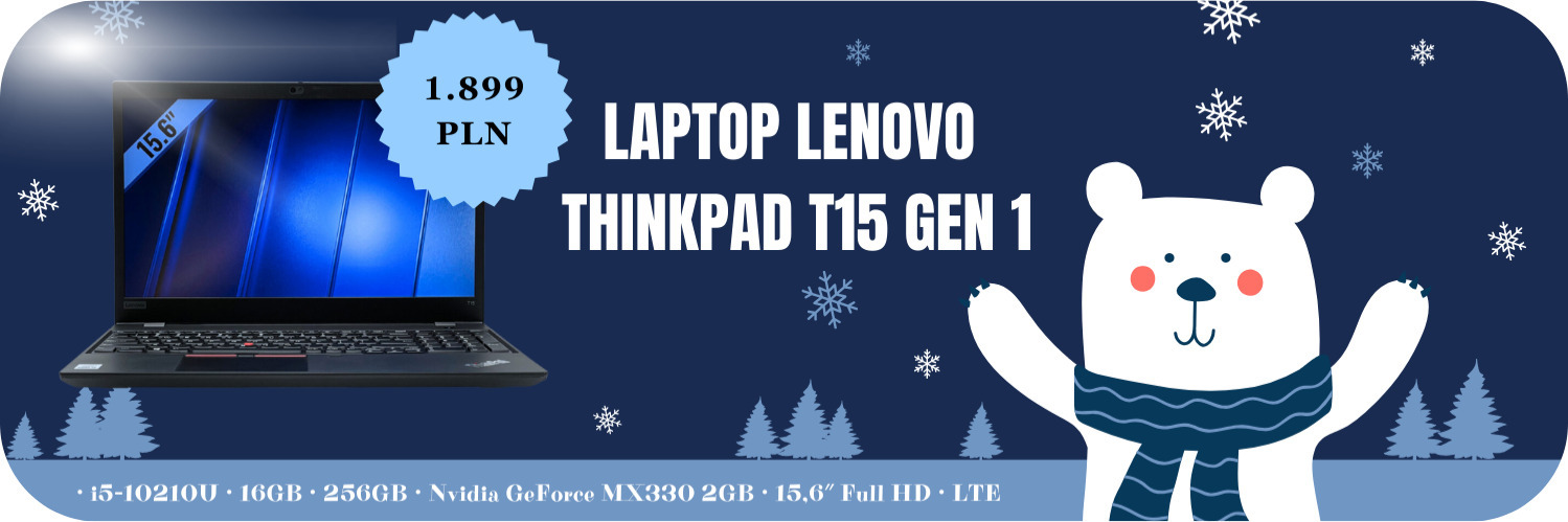 Laptop Lenovo ThinkPad T15 Gen 1 • i5-10210U • 16GB • 512GB • Intel UHD • 15,6″ Full HD