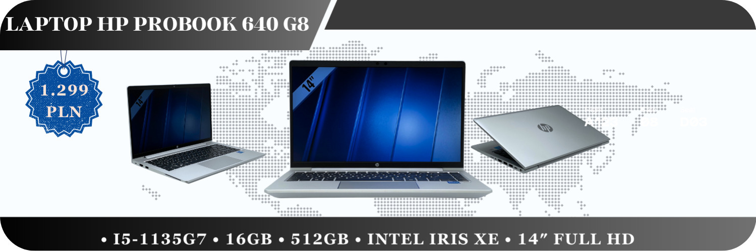 Laptop HP ProBook 640 G8 • i5-1135G7 • 16GB • 512GB • Intel Iris Xe • 14″ Full HD