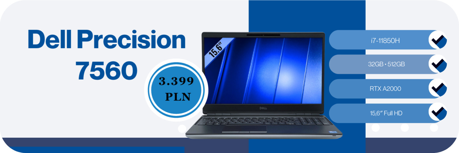 Laptop Dell Precision 7560 • i7-11850H • 32GB • 512GB • RTX A2000 • 15,6″ Full HD