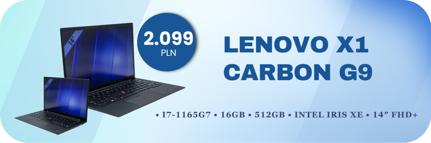 Lenovo X1 Carbon G9 • i7-1165G7 • 16GB • 512GB • Intel Iris Xe • 14″ FHD+