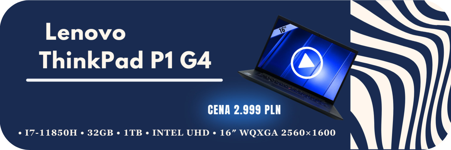 Laptop Lenovo ThinkPad P1 Gen 4 • i7-11850H • 32GB • 1TB • Intel UHD • 16″ WQXGA 2560×1600