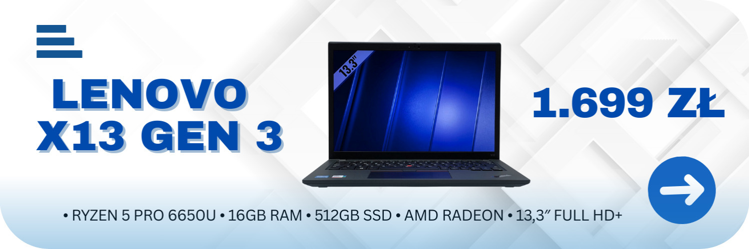 Laptop Lenovo X13 Gen 3 • Ryzen 5 PRO 6650U • 16GB RAM • 512GB SSD • AMD Radeon • 13,3″ Full HD+