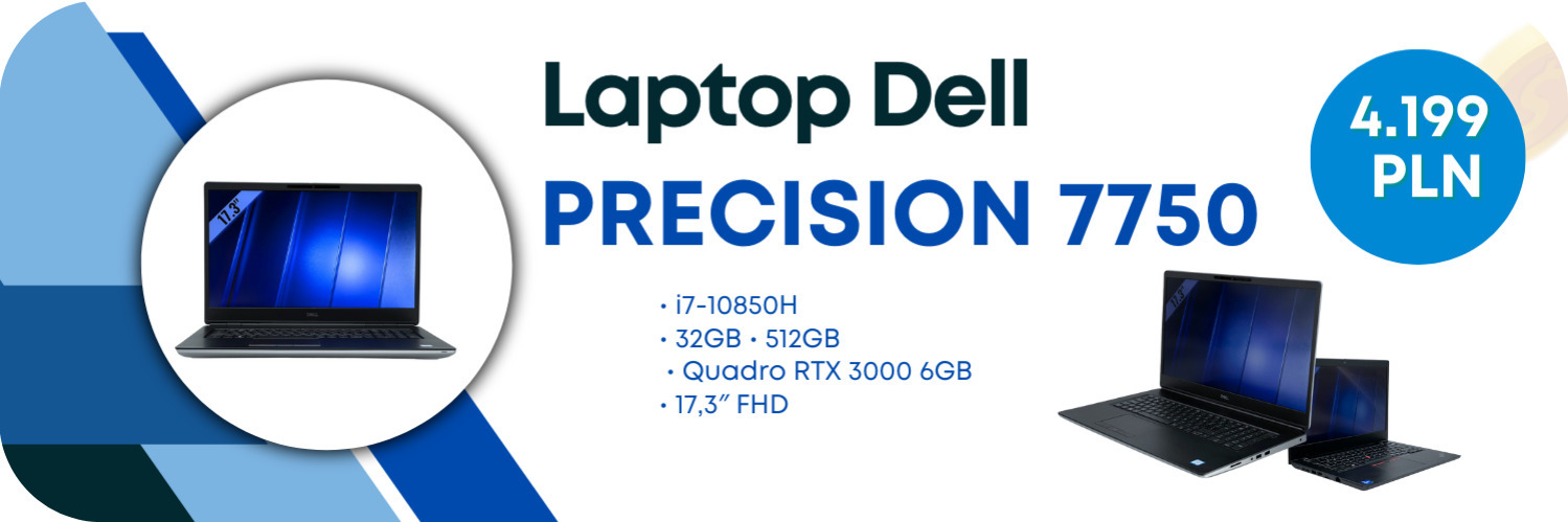 Laptop Dell Precision 7750 • i7-10850H • 32GB • 512GB • Quadro RTX 3000 6GB • 17,3″ FHD