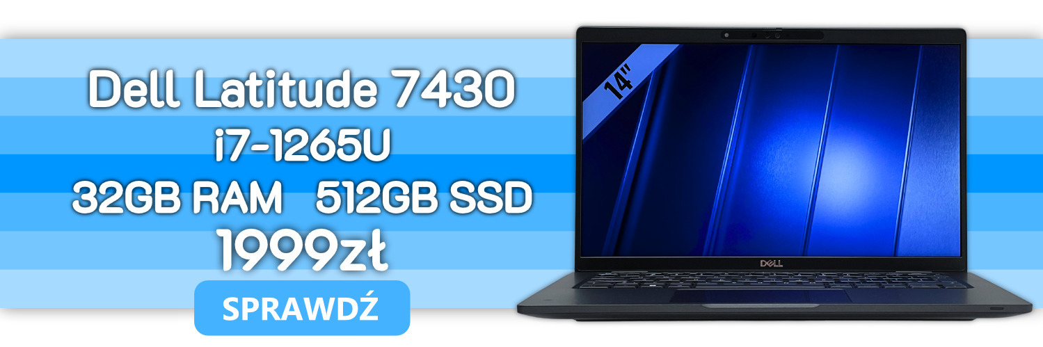 Laptop Dell Latitude 7430 i7 32GB Wydajność bez kompromisów Dell Latitude 7430 z i7-1265U, 32GB RAM i grafiką Intel Iris Xe do pracy, biznesu i codziennych zadań.
