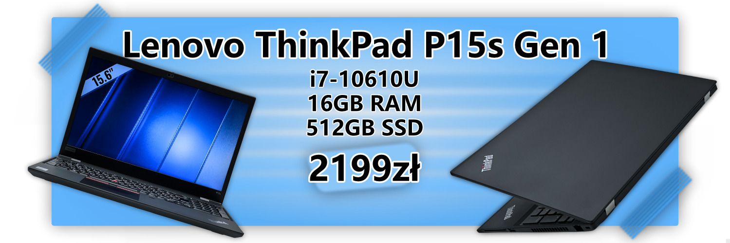 Laptop Lenovo ThinkPad P15s Gen 1 • i7-10610U • 16GB • 512GB • Quadro P520 • 15,6″ Full HD