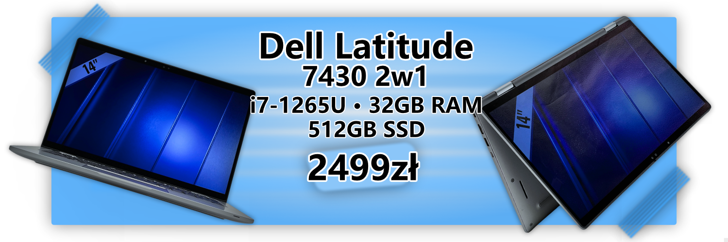 Laptop Dell Latitude 7430 2w1 i7-1265U – 32GB RAM, 512GB SSD Laptop Dell Latitude 7430 2w1 i7-1265U, 32GB RAM, 512GB SSD, ekran 14,1 Full HD