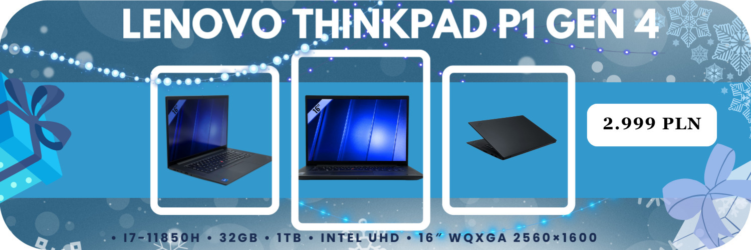 Laptop Lenovo ThinkPad P1 Gen 4 • i7-11850H • 32GB • 1TB • Intel UHD • 16″ WQXGA 2560×1600
