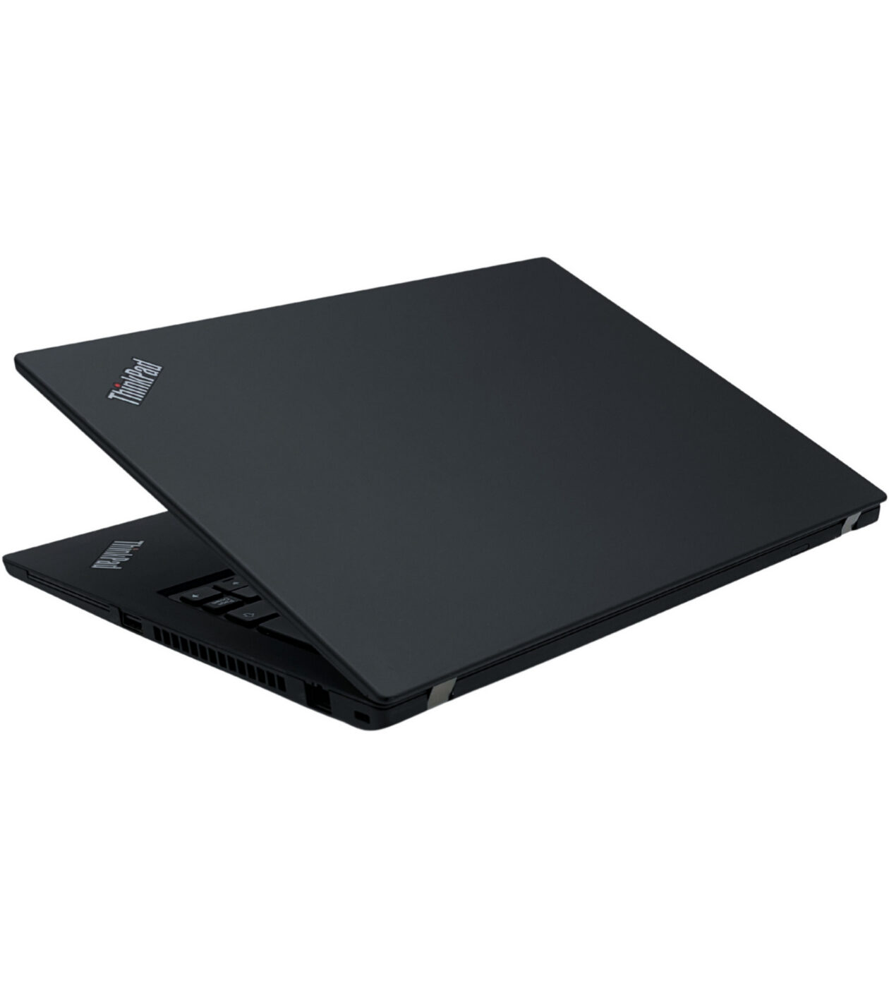 Zamknięty laptop Lenovo ThinkPad T14 Gen 1 widok górny na klapę z logo ThinkPad