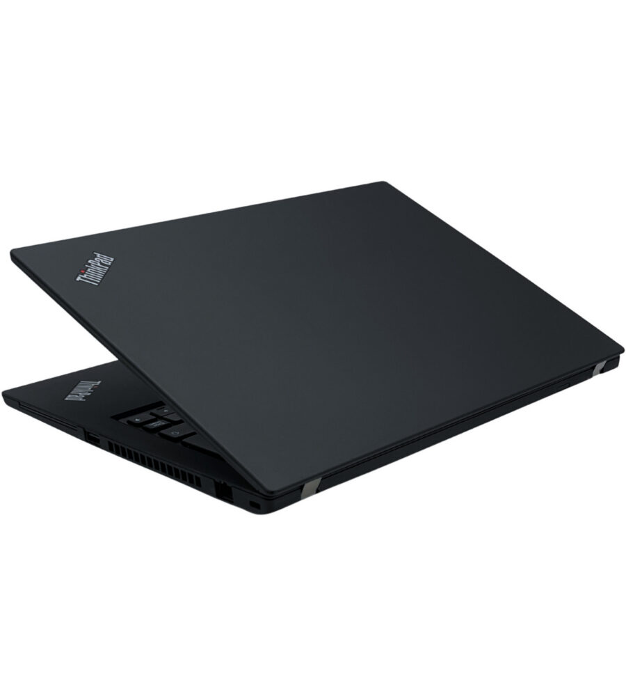 Zamknięty laptop Lenovo ThinkPad T14 Gen 1 widok górny na klapę z logo ThinkPad