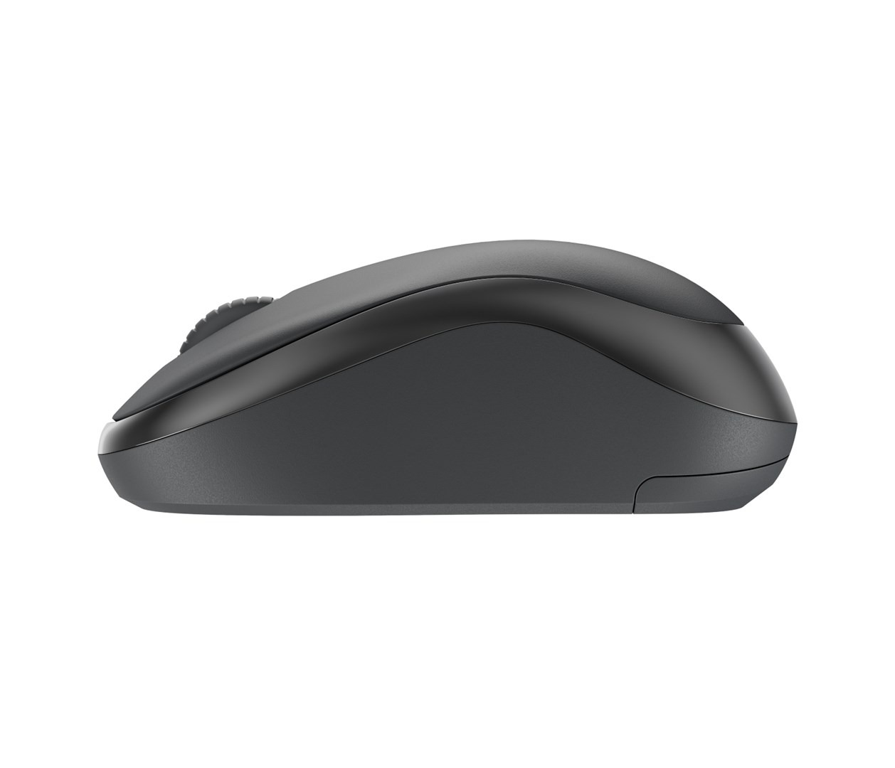 Logitech M240 Bluetooth Graphite profil z lewej strony konstrukcja dla leworęcznych i praworęcznych