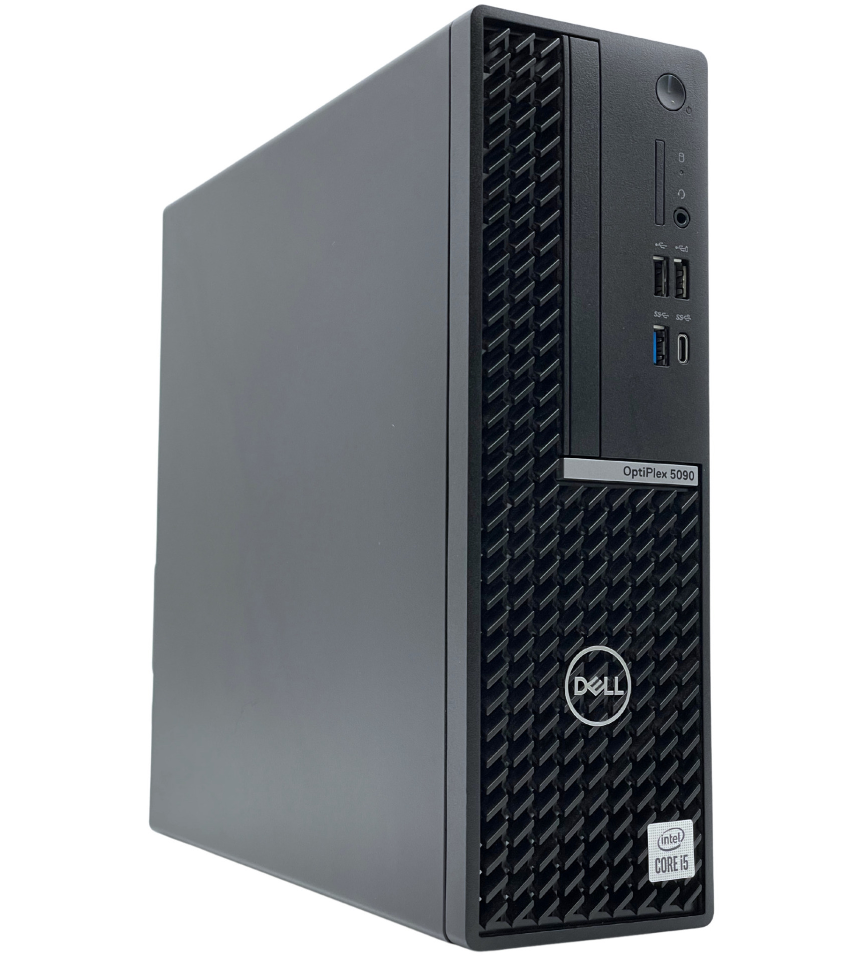 Komputer Dell OptiPlex 5090 SFF widok z lewej strony pod kątem obudowa SFF kompaktowa metalowa