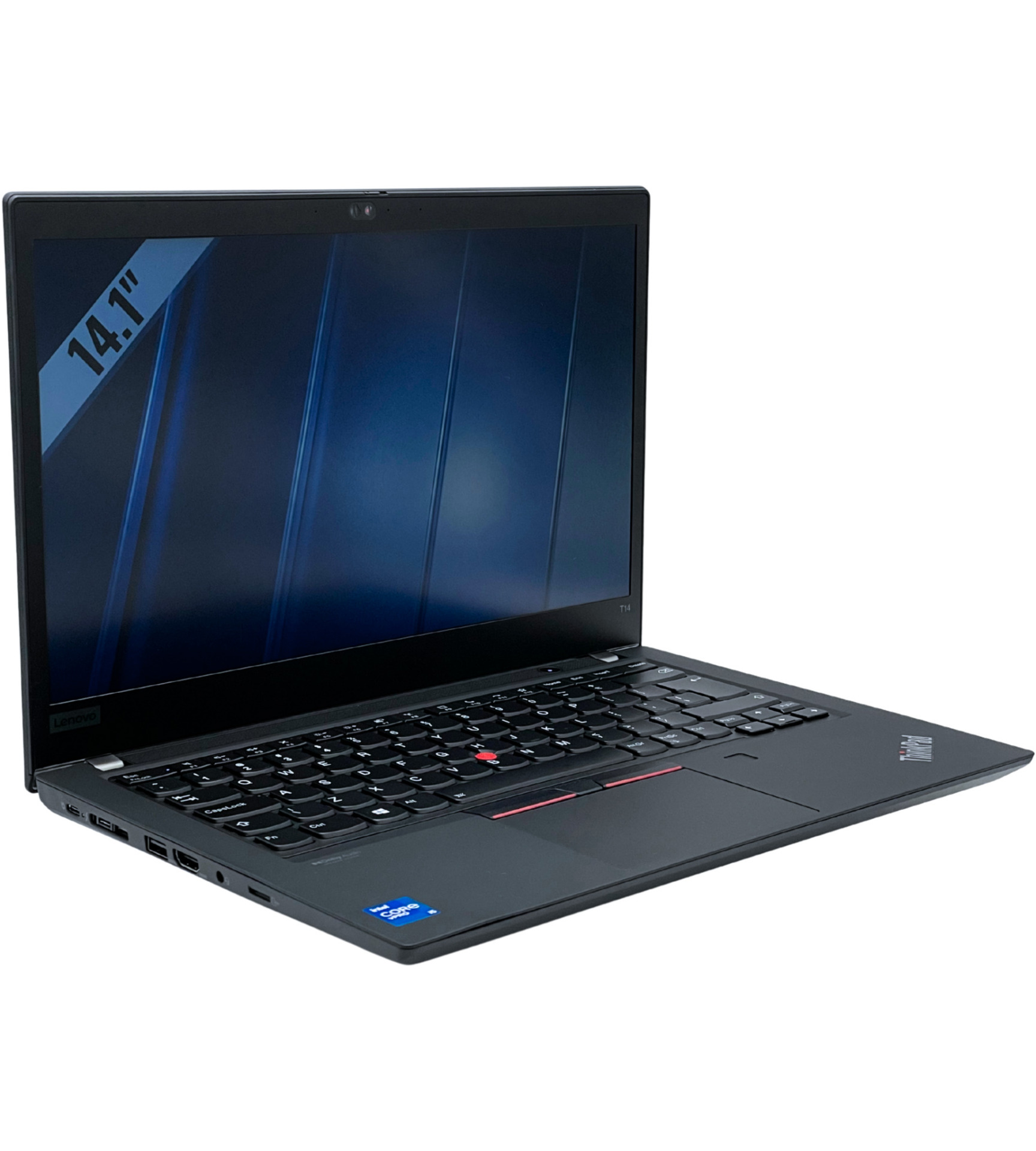 Lenovo ThinkPad T14 Gen 2 lewy bok pod kątem porty Thunderbolt 4