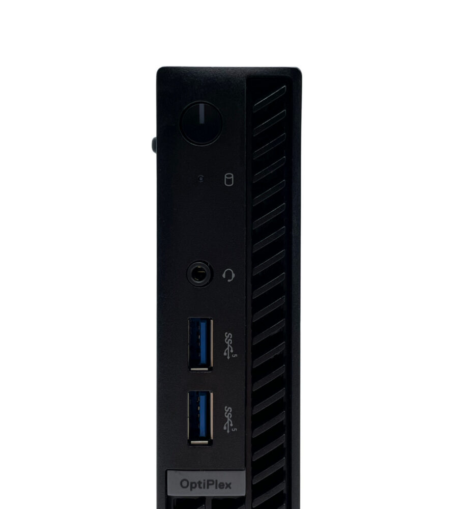 Dell Optiplex 7010 Micro – przedni panel i góra Dell Optiplex 7010 Micro zbliżenie na przednie porty i przycisk zasilania