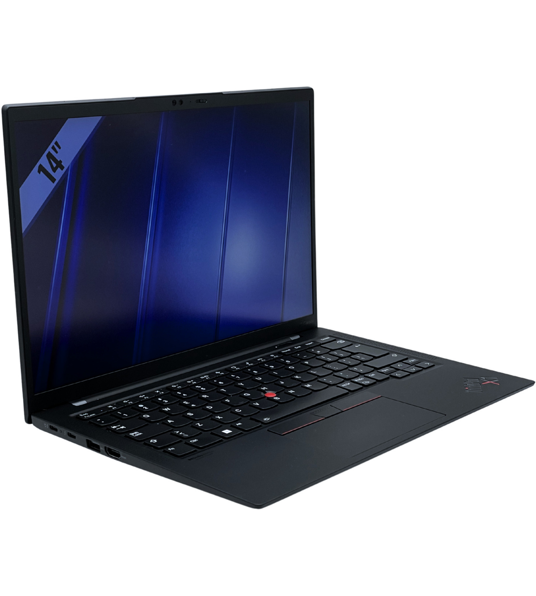 Laptop Lenovo ThinkPad X1 Carbon G10 widok z lewej strony pod kątem z portami Thunderbolt 4 HDMI