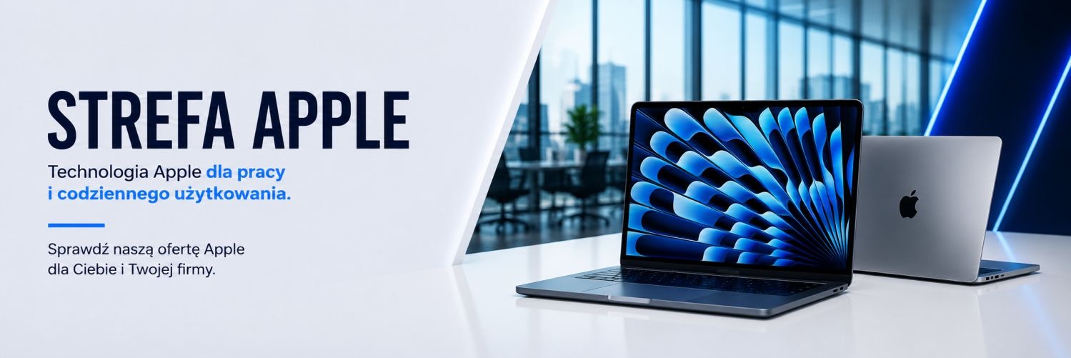 Strefa Apple – laptopy MacBook i akcesoria Apple w nowoczesnym środowisku biurowym, oferta dla klientów indywidualnych i firm Computer Alliance