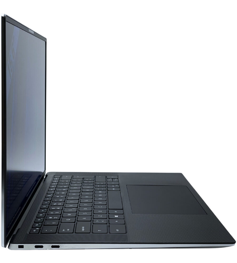 Dell Precision 5550 lewy profil smukłej aluminiowej obudowy porty komunikacyjne