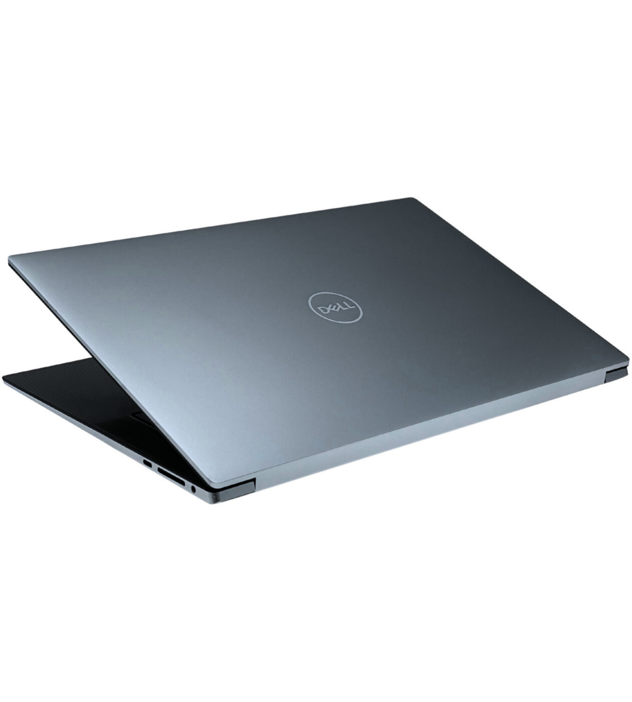 Dell Precision 5550 zamknięta obudowa widok z góry srebrne aluminium logo Dell
