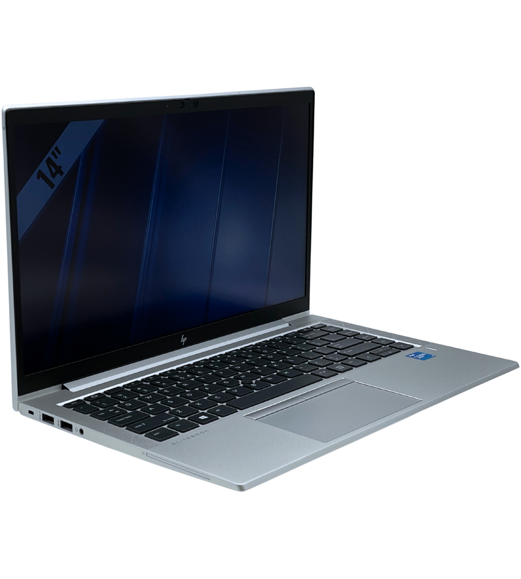 HP EliteBook 840 G8 widok z lewej strony pod kątem z widocznymi złączami