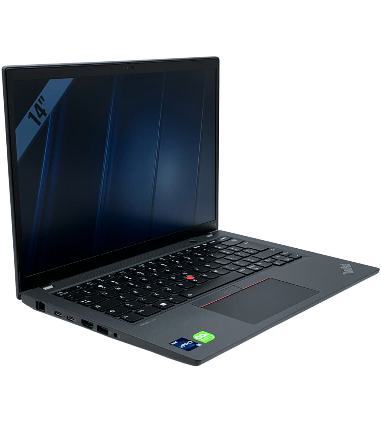 Lenovo ThinkPad T14 Gen 4 widok z lewej strony pod kątem złącza Thunderbolt i HDMI