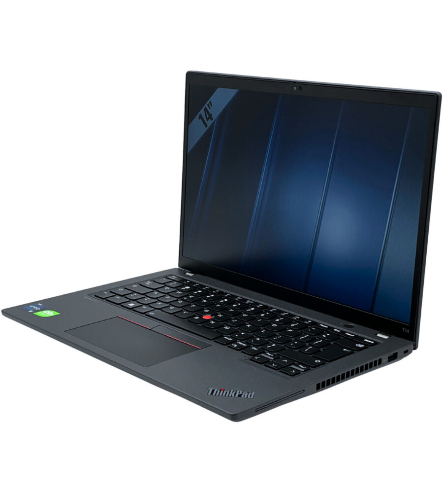 Lenovo ThinkPad T14 Gen 4 widok z prawej strony pod kątem port USB i blokada