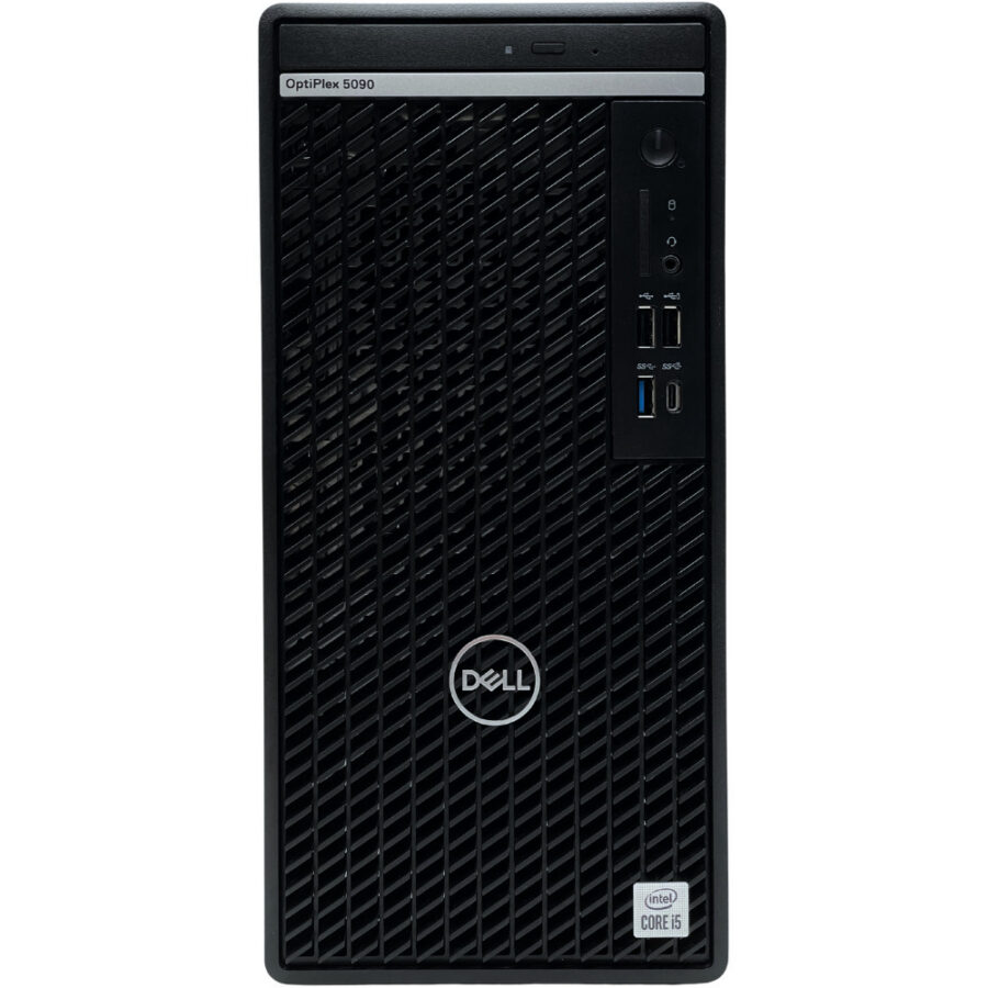 Dell Optiplex 5090 MT – przód komputera stacjonarnego Komputer Dell Optiplex 5090 Mini Tower poleasingowy widok od przodu obudowy