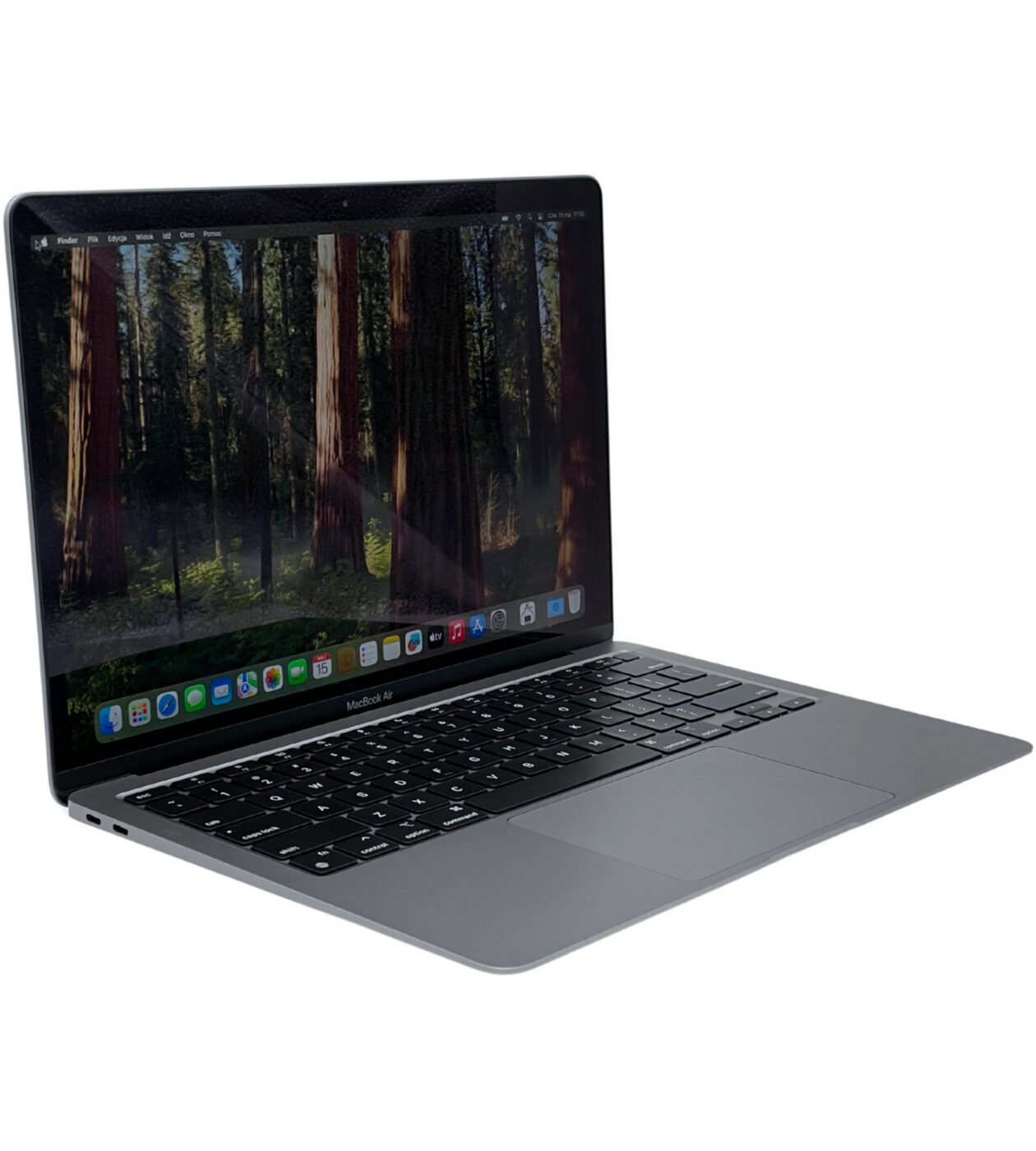 Apple MacBook Air 13 A2337 widok z lewej strony pod kątem z portami Thunderbolt.