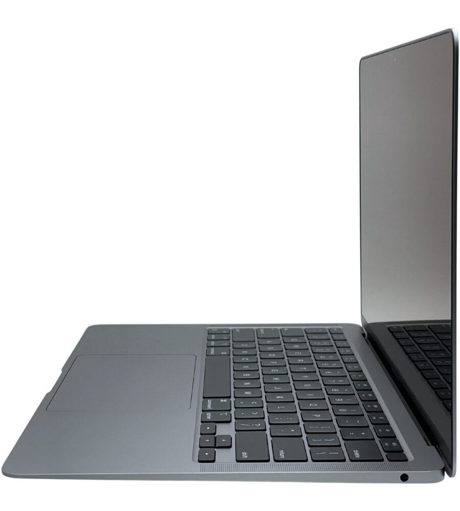 Apple MacBook Air 13 A2337 – prawy profil urządzenia. Apple MacBook Air 13 A2337 widok z prawej strony z gniazdem słuchawkowym mini-jack.