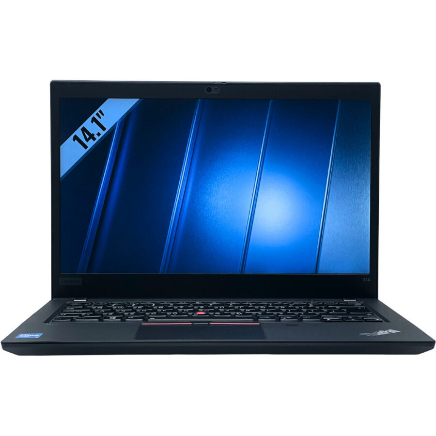 Lenovo ThinkPad T14 Gen 2 – widok ogólny frontu Lenovo ThinkPad T14 Gen 2 widok od przodu z otwartą klapą
