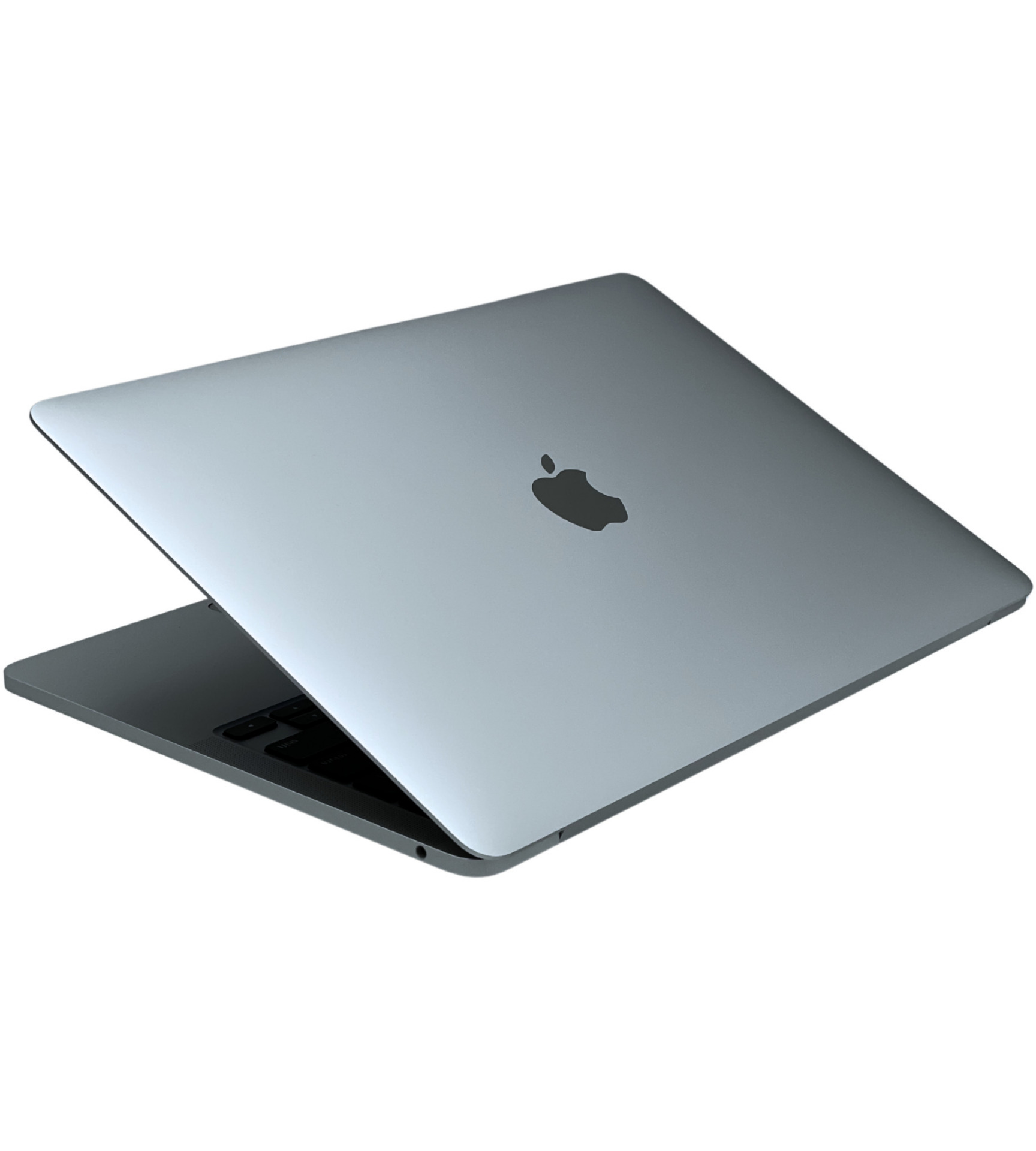 Apple MacBook Pro 13 A2338 widok z góry na zamkniętą srebrną klapę z logo Apple