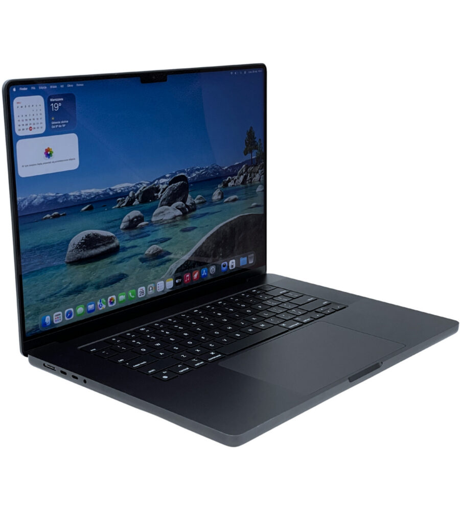 Apple MacBook Pro 16 A2991 widok z lewej strony pod kątem porty MagSafe 3 i Thunderbolt 4