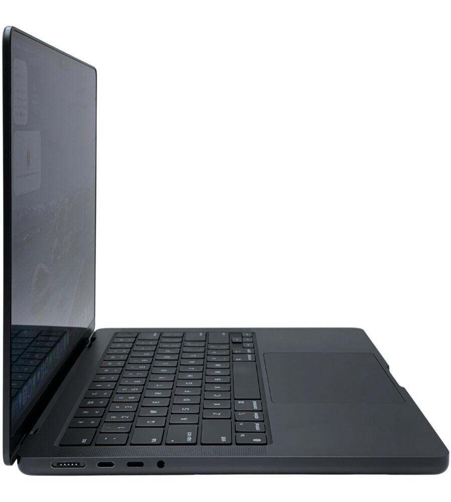 Apple MacBook Pro 14 A2992 lewy profil obudowy złącze MagSafe Thunderbolt i gniazdo jack
