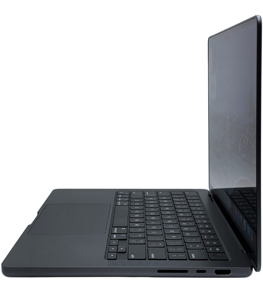 Apple MacBook Pro 14 A2992 prawy profil obudowy port HDMI Thunderbolt 4 i czytnik SD