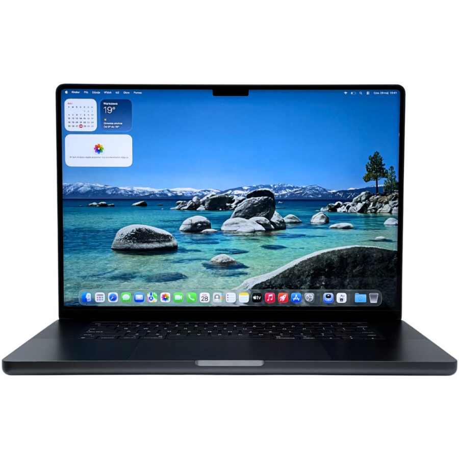 Laptop poleasingowy Apple MacBook Pro 16 A2991 widok od przodu z dużym ekranem XDR