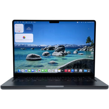 Apple MacBook Pro 14 A2992 – widok z przodu laptopa Laptop poleasingowy Apple MacBook Pro 14 A2992 widok od przodu z ekranem Liquid Retina XDR
