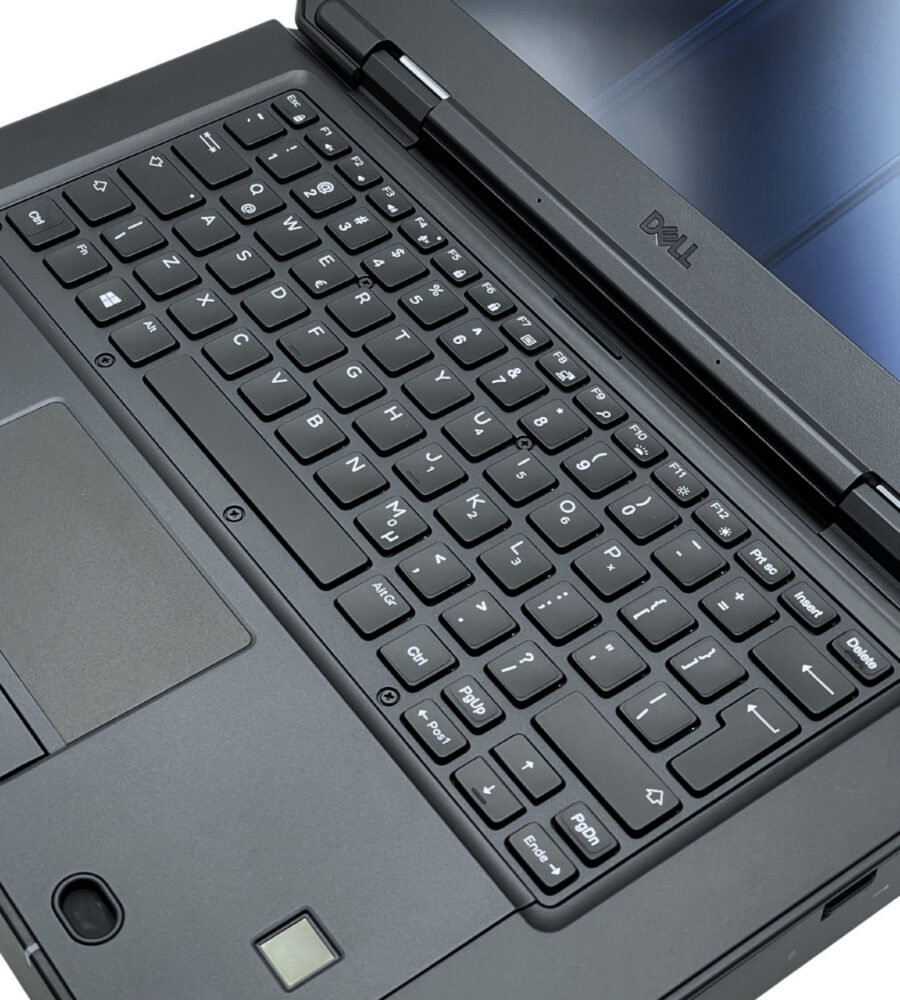 Dell Latitude 5424 Rugged – panel roboczy i trwała klawiatura Klawiatura Dell Latitude 5424 Rugged odporna na zachlapania i wzmocniony touchpad widok z góry