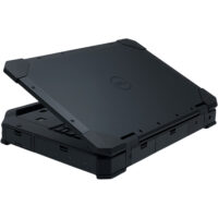 Dell Latitude 5424 Rugged – zamknięta klapa matrycy Zamknięta pancerna obudowa Dell Latitude 5424 Rugged z tłoczonym logo i uchwytem widok z góry