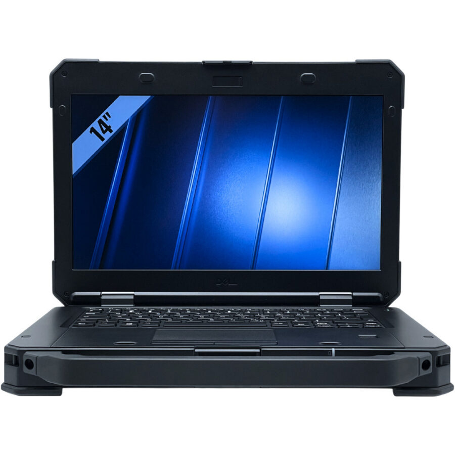Dell Latitude 5424 Rugged – widok od przodu laptopa Pancerny laptop poleasingowy Dell Latitude 5424 Rugged widok od przodu z otwartym ekranem