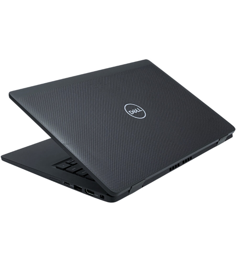 Dell Latitude 7430 – zamknięta pokrywa matrycy Zamknięta obudowa Dell Latitude 7430 z włókna węglowego z logo marki widok z góry