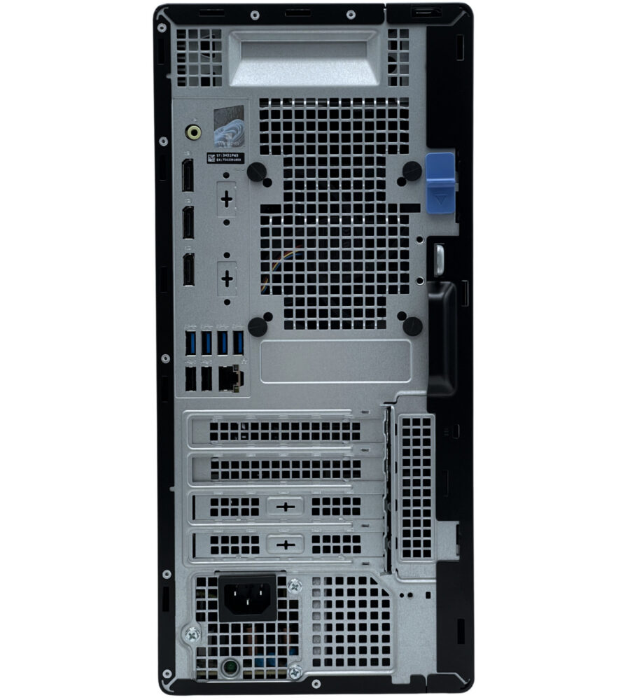 Dell OptiPlex 7000 Tower – widok z tyłu z portami Komputer Dell OptiPlex 7000 Tower widok z tyłu z portami DisplayPort USB LAN zasilacz tył