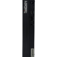 Lenovo ThinkCentre M70q G2 Tiny – górna część przedniego profilu Lenovo ThinkCentre M70q G2 Tiny zbliżenie na przedni panel roboczy i perforację chłodzenia